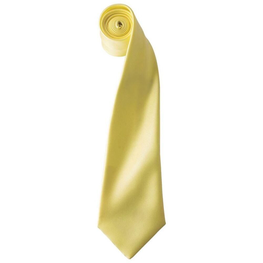 Premier Unisex Adult Colours Satin Tie / Lemon
